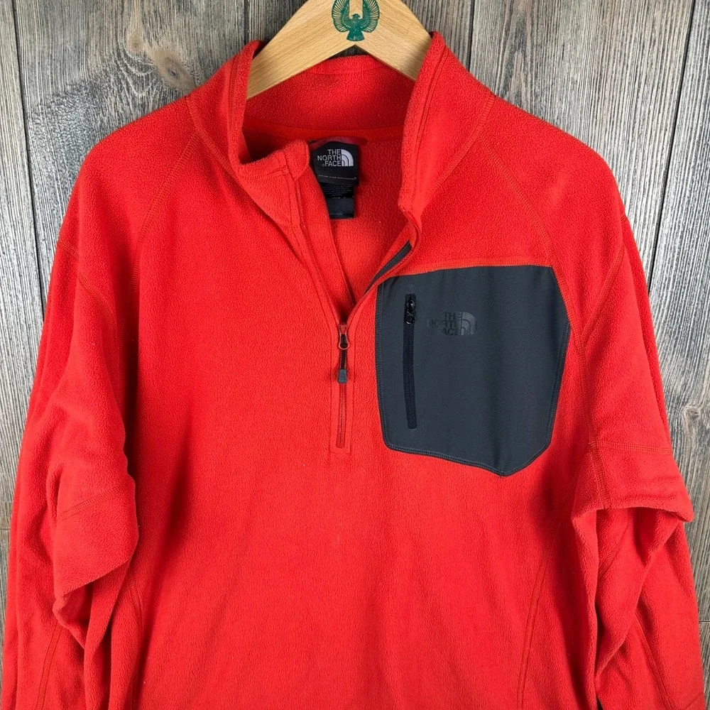 The North Face TKA 100 Trinity Alps 1/4 Zip Mens Large Red Fleece Pullover A32X